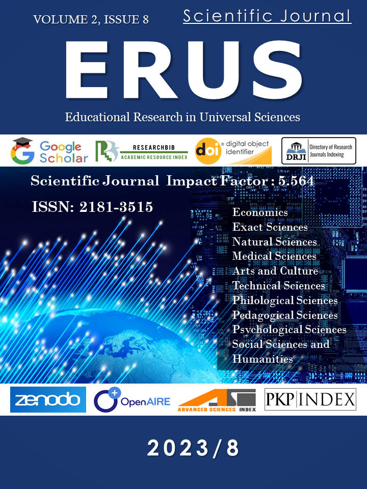 					View Vol. 2 No. 8 (2023):  Educational Research in Universal Sciences (ERUS)
				