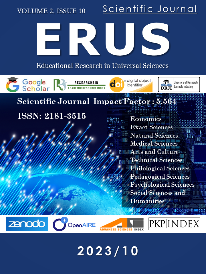 					View Vol. 2 No. 10 (2023):  Educational Research in Universal Sciences (ERUS)
				